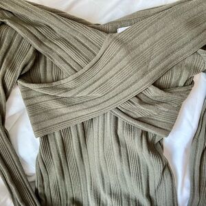 Olive green crossover top